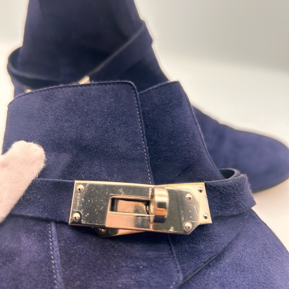 Hermes Neo Boots Navy Suede Palladium Hardware SIZE 38.5 No Box No Dustbag - Picture 15 of 16